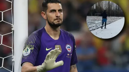 Gabriel Arias entrena bajo la nieve