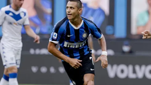 Alexis celebra su gol contra el Brescia.