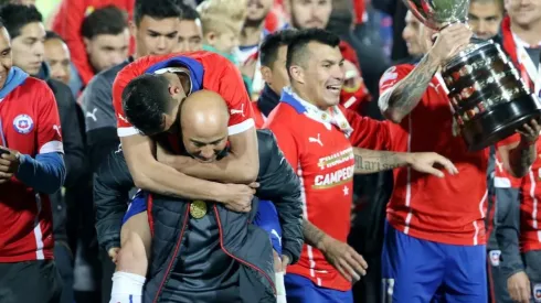 Jorge Sampaoli celebrando el título de la Copa América