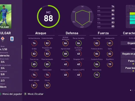 Pulgar con una poderosa carta de 88 de media en PES 2020