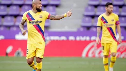 Arturo Vidal festeja su gol ante Valladolid
