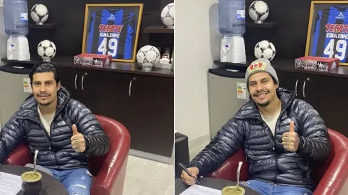 Patricio Rubio posó con la camiseta de Ronaldinho al firmar su nuevo contrato con Alianza Lima