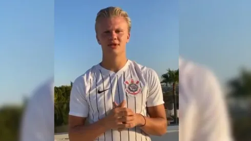 Haaland con la camiseta del Corinthians en sus redes sociales.
