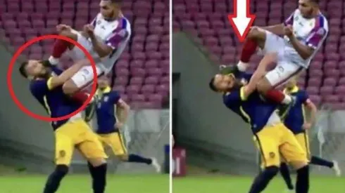 Patada brutal en el fútbol brasileño