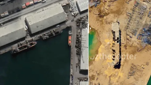 Así quedó el puerto de Beirut, la capital del Líbano, tras la explosión de este martes