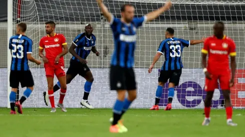 Lukaku festeja su gol para el Inter frente al Leverkusen.
