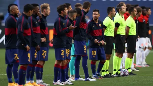 Barcelona antes del inicio del partido ante el Bayern Munich