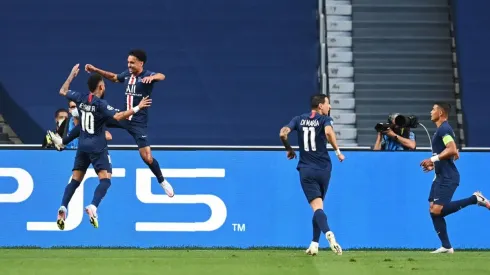 Marquinhos festeja su gol ante Leipzig.