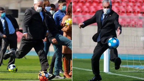 El Presidente Piñera en el arco sur del Estadio Nacional.
