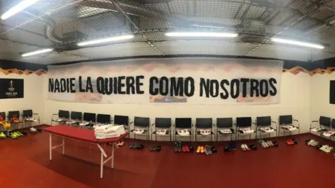 El lienzo que colgó el Sevilla en su camarín previo a la final de Europa League