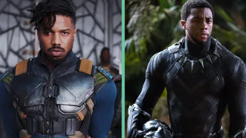Michael B. Jordan como Killmonger y Chadwick Boseman como T'Challa, en "Black Panther".
