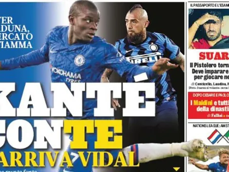 Vidal, con la camiseta del Inter en portada de La Gazzetta
