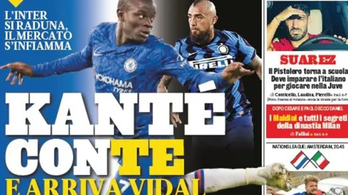 La portada de La Gazzetta y Vidal nerazzurro.