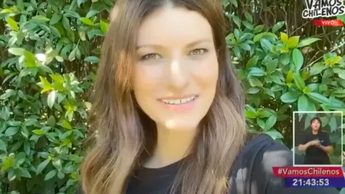 Laura Pausini en el saludo a Vamos Chilenos.