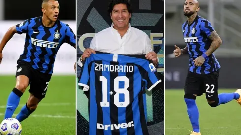 Iván Zamorano feliz con Alexis y Vidal en el Inter.