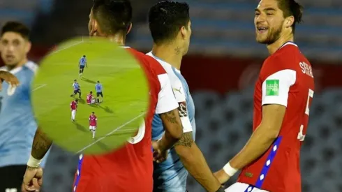 Luis Suárez le gritó el segundo gol de Uruguay a Francisco Sierralta.