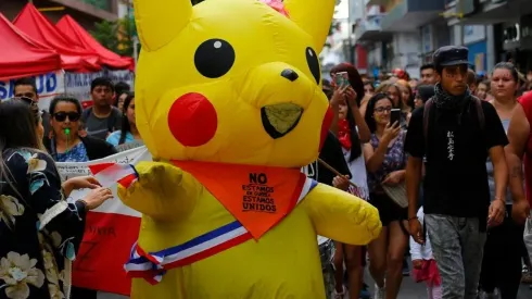 Tía Pikachu durante una manifestación | Foto: Agencia Uno