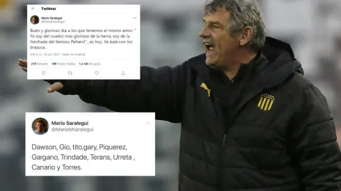 Mario Saralegui dirigiendo a Peñarol en el Estadio Monumental