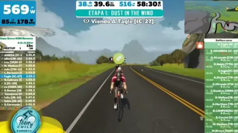 Andrés Tagle junto a Ironcycling se imponen en la primera etapa del Tour por Chile eSports 2020.