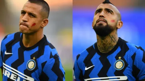 Alexis y Vidal salieron a la cancha con una marca roja en su cara