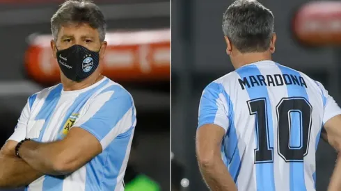 Renato Gaúcho con la camiseta de Diego Maradona de la selección argentina.