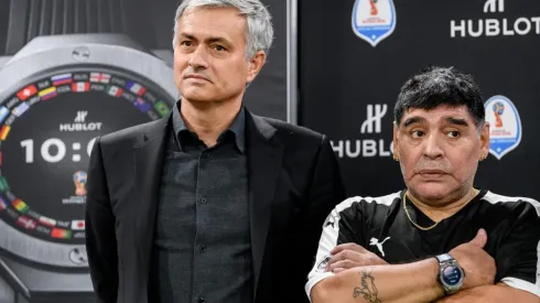 Mourinho y Maradona en un evento previo al Mundial Rusia 2018