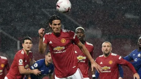 Edinson Cavani con la camiseta del Manchester United