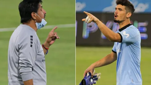 Lalo Azargado y Matías Dituro en la caliente discusión entre la banca de Palestino y el portero de la UC.