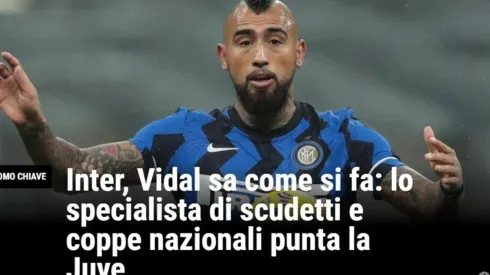 La Gazzetta dello Sport y Vidal como hombre clave para que Inter sea campeón en Serie A y Coppa Italia.