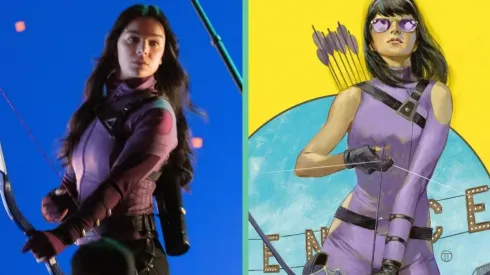 Hailee Steinfeld como Kate Bishop en "Hawkeye" y su versión en los cómics.