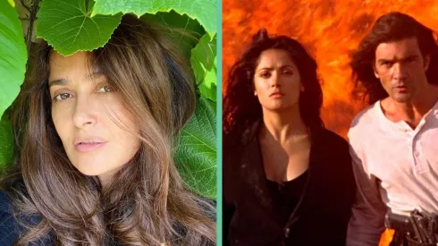 Salma Hayek en el presente y en su aparición en "Desperado", la película de Robert Rodríguez con Antonio Banderas.
