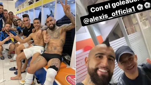 Arturo Vidal feliz con el doblete de Alexis Sánchez en el Inter.