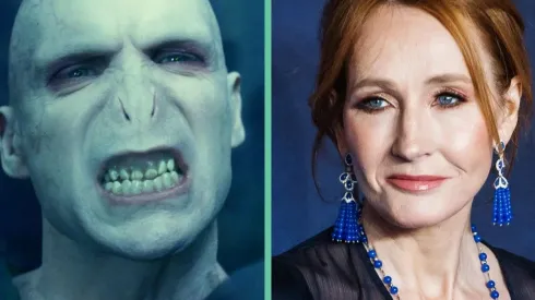 Ralph Fiennes en el rol de Voldemort y la escritora tras la saga "Harry Potter", J.K. Rowling.