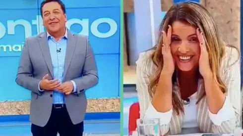 Julio César Rodríguez y Monserrat Álvarez en medio del hilarante momento que se vivió en Contigo en la Mañana.