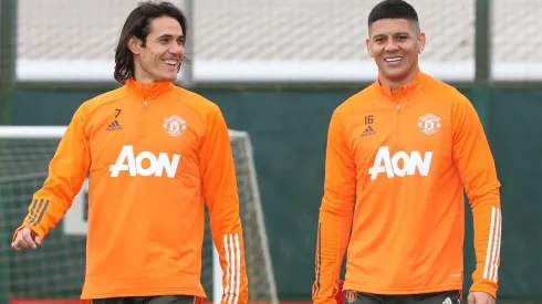 Cavani y Rojo coincidieron en Manchester United