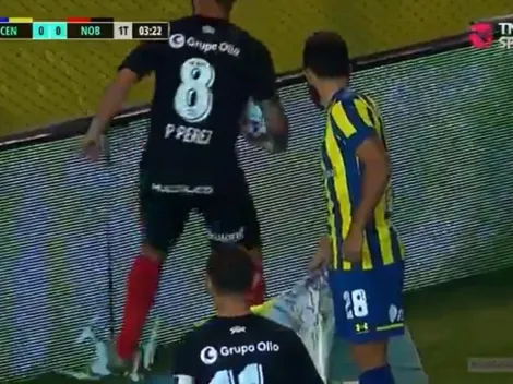 Pablo Pérez enfurece y pisotea un dron en el Clásico de Rosario