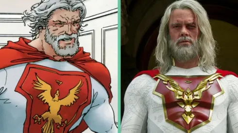 A la izquierda, Utopian en el cómic creado por Mark Millar. A la derecha, el Utopian de Josh Duhamel para la serie El Legado de Júpiter.