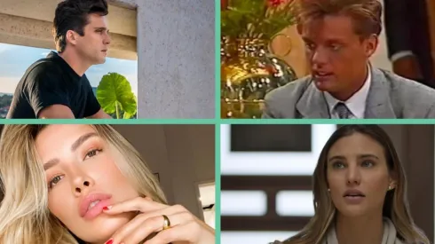 Arriba: Diego Boneta como Micky en Luis Miguel, la serie; y Luis Miguel en la entrevista con Verónica Castro. Abajo: Michelle Salas en la vida real y su versión en la producción de Netflix, interpretada por Macarena Achaga.