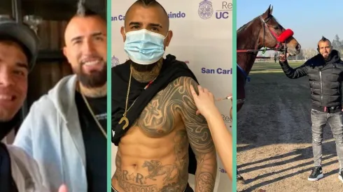 Arturo Vidal en distintas instancias de su "tour" por la capital, tras su regreso a Chile.