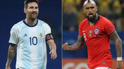 Lionel Messi de Argentina (izq) y Arturo Vidal de Chile (Foto: Getty).