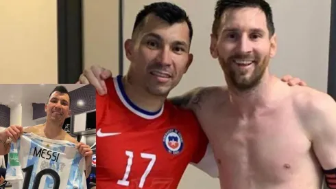 Gary Medel y Lionel Messi se reencontraron en los camarines.