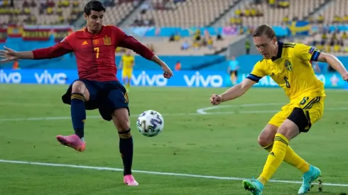 Álvaro Morata tuvo la oportunidad más clara de España ante Suecia.
