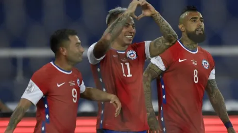 Vargas celebra el gol del empate ante Argentina