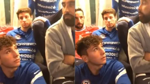 Claudio Bravo toma la palabra ante la admiración de Luciano Arriagada, en la interna de la selección chilena en su hotel de concentración