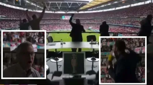 Ferdinand, Shearer y Lineker celebrando la victoria inglesa