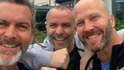 Al centro, Aníbal Sánchez preparándose para una de las terapias que recibió en Estados Unidos.