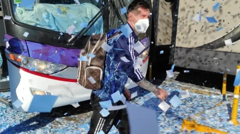 Lionel Messi llegando a la fiesta en Argentina