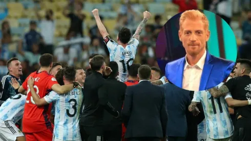 Messi festeja el título de la Copa América junto a sus compañeros