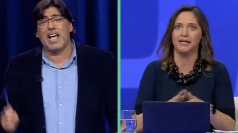 Daniel Jadue y Mónica Pérez en medio del Debate Presidencial Primarias 2021.