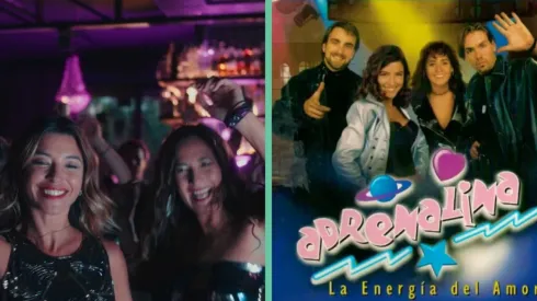 Francisca Merino y Alejandra Herrera en el nuevo spot. Además del afiche original de la teleserie Adrenalina.
